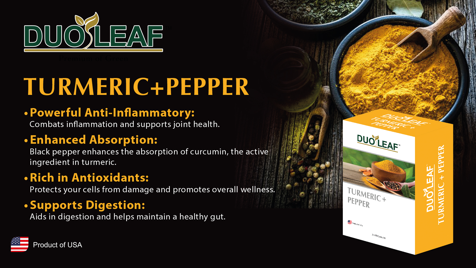 DuoLeaf Turmeric+Pepper 1920x1080 Poster